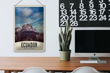 Panneau de voyage en étain, 20x30cm, équateur, Amérique du sud, montagnes, neige 3