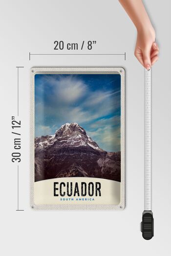 Panneau de voyage en étain, 20x30cm, équateur, Amérique du sud, montagnes, neige 4