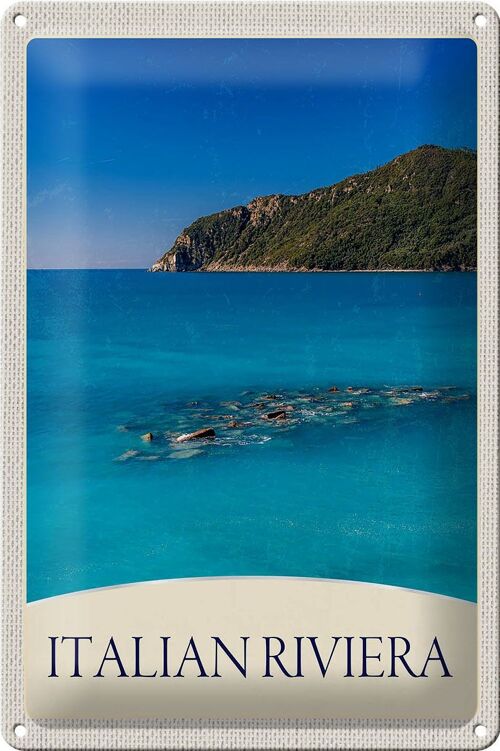 Blechschild Reise 20x30cm Italien Riviera Strand blau Meer