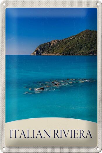 Panneau en étain voyage 20x30cm, Italie Riviera plage mer bleue 1