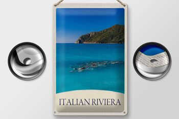 Panneau en étain voyage 20x30cm, Italie Riviera plage mer bleue 2