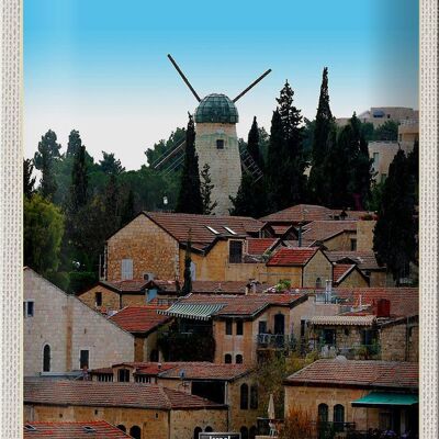 Targa in metallo da viaggio 20x30 cm Israel City Windmill Nature
