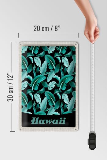 Panneau en étain de voyage, 20x30cm, île hawaïenne, feuilles de plage bleues 4