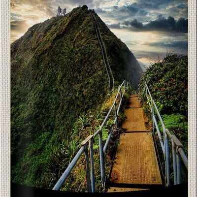 Cartel de chapa de viaje, 20x30cm, isla de Hawaii, playa, palmeras, naturaleza