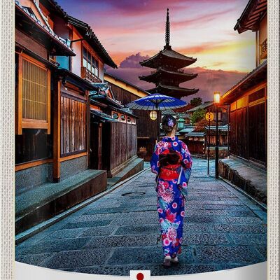 Plaque en tôle voyage 20x30cm Japon Asie Tradition femme japonaise