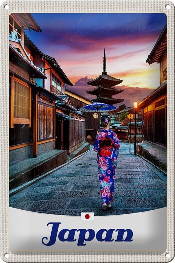 Plaque en tôle voyage 20x30cm Japon Asie Tradition femme japonaise 1