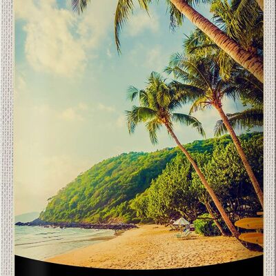 Targa in metallo da viaggio 20x30 cm Hawaii Island Beach Palm Trees Sun