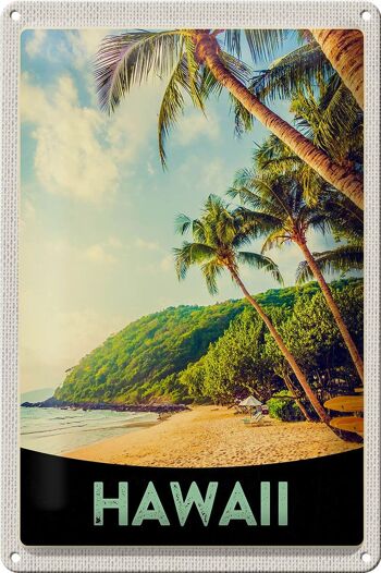 Panneau de voyage en étain, 20x30cm, île hawaïenne, plage, palmiers, soleil 1