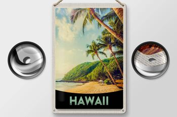 Panneau de voyage en étain, 20x30cm, île hawaïenne, plage, palmiers, soleil 2