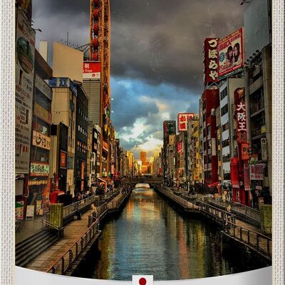 Cartel de chapa de viaje, 20x30cm, Japón, Asia, río, ciudad, vacaciones