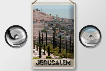 Signe en étain voyage 20x30cm, jardin de la ville de jérusalem israël 2