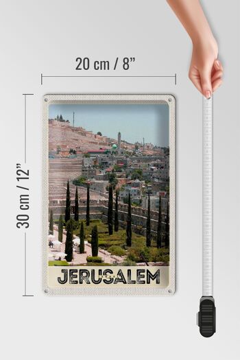 Signe en étain voyage 20x30cm, jardin de la ville de jérusalem israël 4