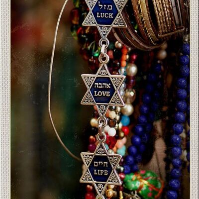 Signe en étain de voyage, 20x30cm, chaînes, bijoux, foi d'israël