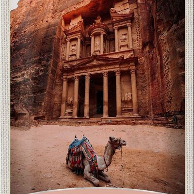 Blechschild Reise 20x30cm Jordan Kamel Architektur Wüste