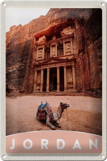 Panneau en étain voyage 20x30cm, Jordan Camel Architecture désert 1