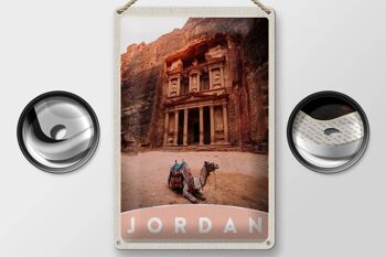 Panneau en étain voyage 20x30cm, Jordan Camel Architecture désert 2