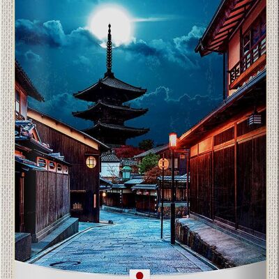 Cartel de chapa de viaje, 20x30cm, noche en el centro de Kioto, Japón