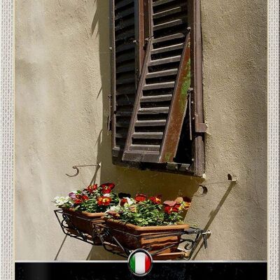 Blechschild Reise 20x30cm Toskana Italien Fenster Blumen Schild