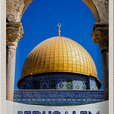 Blechschild Reise 20x30cm Jerusalem Israel Tempel gold Urlaub