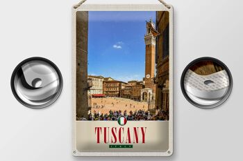 Panneau de voyage en étain, 20x30cm, toscane, italie, marché, église 2