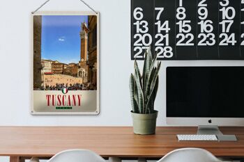 Panneau de voyage en étain, 20x30cm, toscane, italie, marché, église 3
