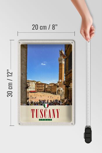 Panneau de voyage en étain, 20x30cm, toscane, italie, marché, église 4