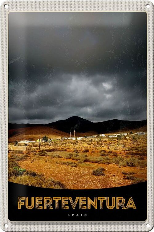 Blechschild Reise 20x30cm Fuerteventura Spanien Wüste Berge