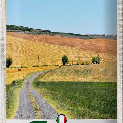 Blechschild Reise 20x30cm Toskana Italien Felder Feldweg Schild