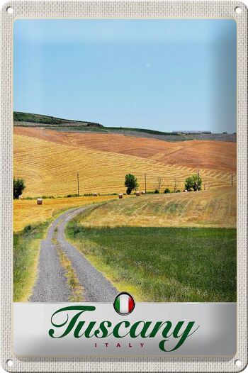 Panneau de voyage en étain, 20x30cm, Toscane, Italie, champs, panneau de route en terre 1
