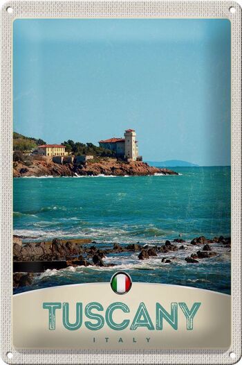 Panneau de voyage en étain, 20x30cm, toscane, italie, mer, maison de plage 1