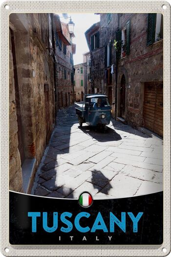 Panneau de voyage en étain, 20x30cm, toscane, italie, vieille ville, voiture 1