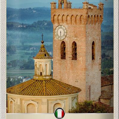 Panneau de voyage en étain, 20x30cm, toscane, italie, tour d'église