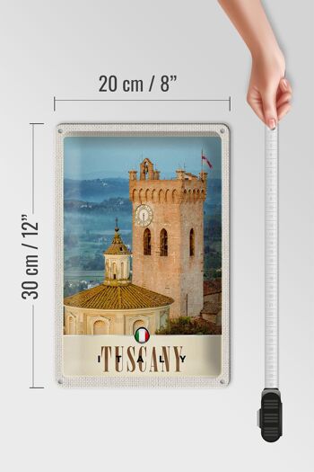 Panneau de voyage en étain, 20x30cm, toscane, italie, tour d'église 4