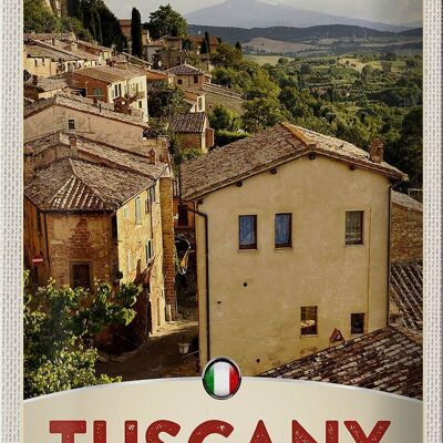 Targa in metallo da viaggio 20x30 cm Toscana Italia Case Panoramica Decorazione