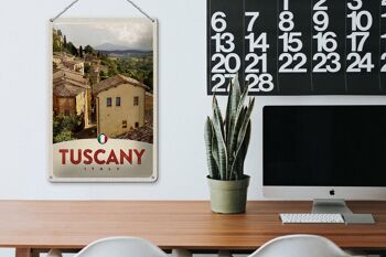 Panneau de voyage en étain, 20x30cm, toscane, italie, vue d'ensemble des maisons, décoration 3