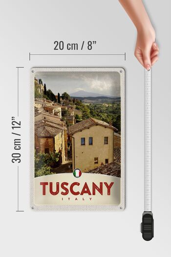 Panneau de voyage en étain, 20x30cm, toscane, italie, vue d'ensemble des maisons, décoration 4