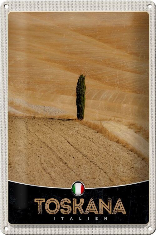 Blechschild Reise 20x30cm Toskana Italien Felder Natur Sand