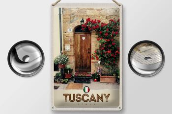 Panneau de voyage en étain, 20x30cm, toscane, italie, porte d'entrée, signe de fleurs 2