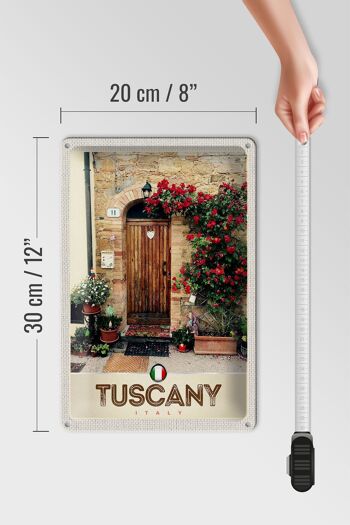 Panneau de voyage en étain, 20x30cm, toscane, italie, porte d'entrée, signe de fleurs 4
