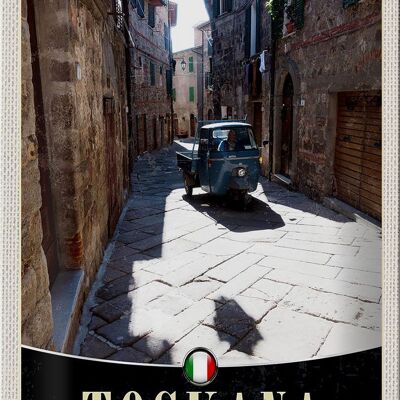 Cartel de chapa de viaje, 20x30cm, Toscana, Italia, ciudad, calle, arena