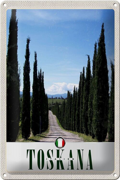 Blechschild Reise 20x30cm Toskana Italien Bäume Wiese Natur