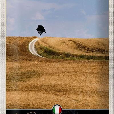 Cartel de chapa de viaje, 20x30cm, Toscana, Italia, árbol, pradera, naturaleza