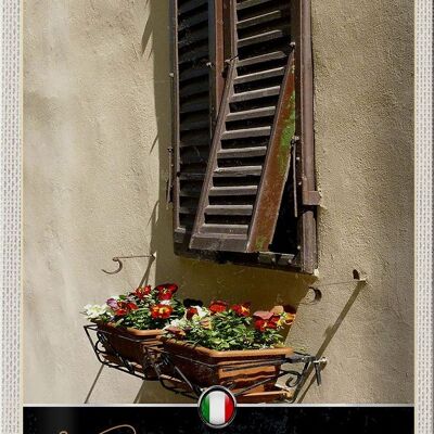Cartel de chapa de viaje, 20x30cm, Toscana, Italia, edificio, flores