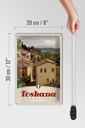 Panneau de voyage en étain, 20x30cm, toscane, italie, arbres, maisons 4