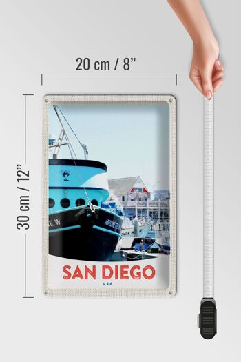 Signe en étain voyage 20x30cm, San Diego, états-unis, amérique, Yacht, mer 4