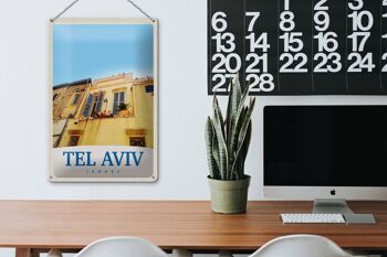 Panneau de voyage en étain, 20x30cm, bâtiment de la ville de tel aviv, israël 3