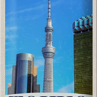 Cartel de chapa viaje 20x30cm Tokio ciudad rascacielos Asia