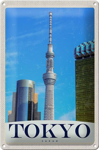 Plaque en tôle voyage 20x30cm Tokyo city gratte-ciel Asie 1