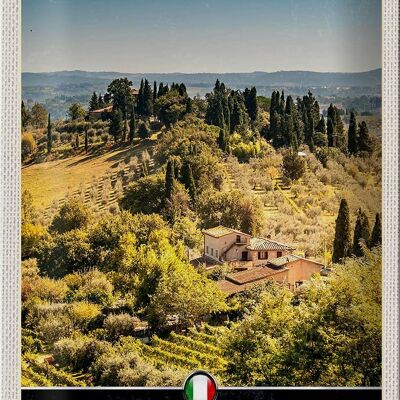 Cartel de chapa de viaje, 20x30cm, Toscana, Italia, naturaleza, campos vitivinícolas
