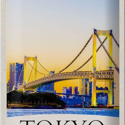 Targa in metallo da viaggio 20x30 cm Tokyo Asia Giappone Ponte grattacielo